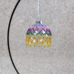Handmade Rainbow Beaded Clear Ornament Christmas Decor‎ Festive Sparkle Medley